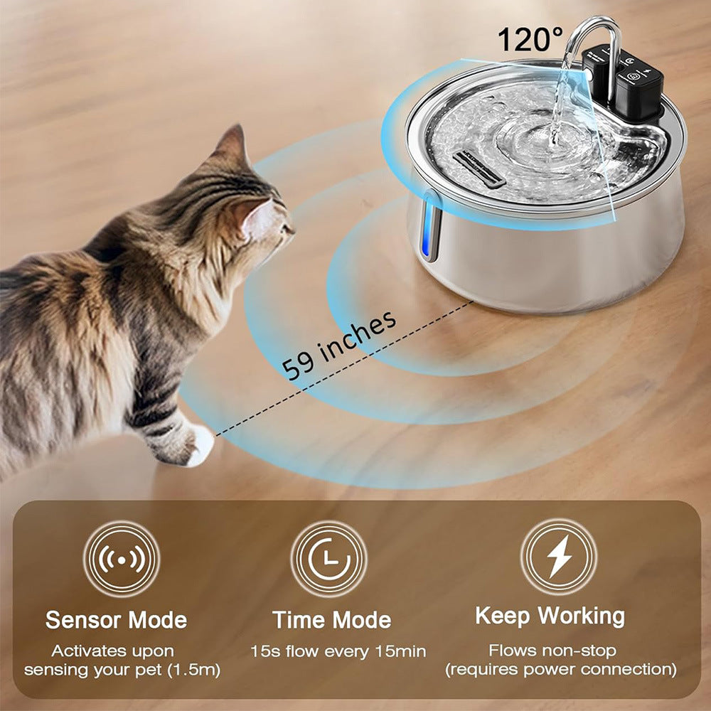 Stainless steel pet water fountain