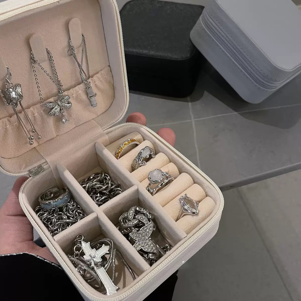 Simple Zipper Jewelry Storage Box Travel Portable