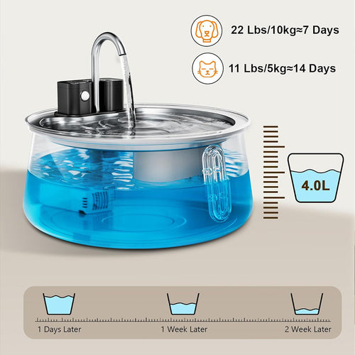 Stainless steel pet drinking fountain