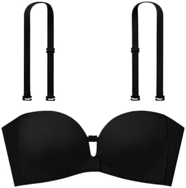 Biustonosz push-up bez ramiączek - czarny i nude