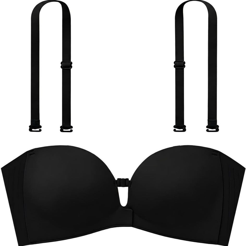 Biustonosz push-up bez ramiączek - czarny i nude
